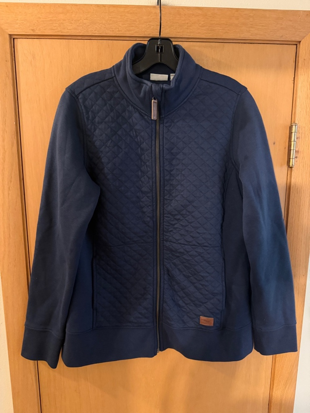 LL Bean Women’s Quilted Full Zip Sweatshirt Navy Blue Size Medium